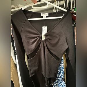 Topshop Black Ribbed Knit Top